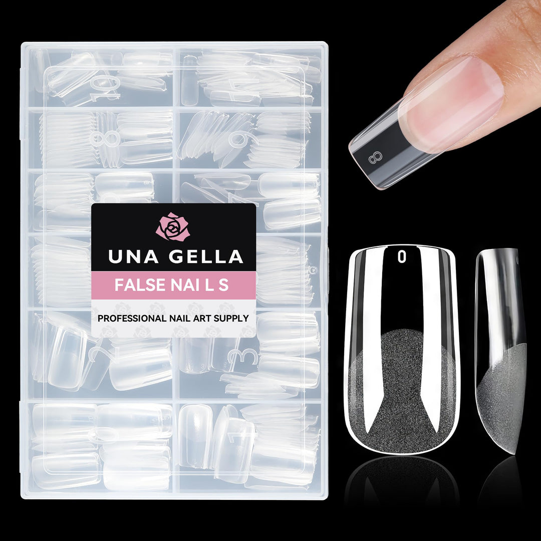 UNA GELLA Medium Square Gel Nail Tips Half Matte 312pcs Medium Square Gel Nails x Full Cover False Acrylic Nails Tips for Press On Nails DIY Art Salon Nail Extensions, 12 Sizes