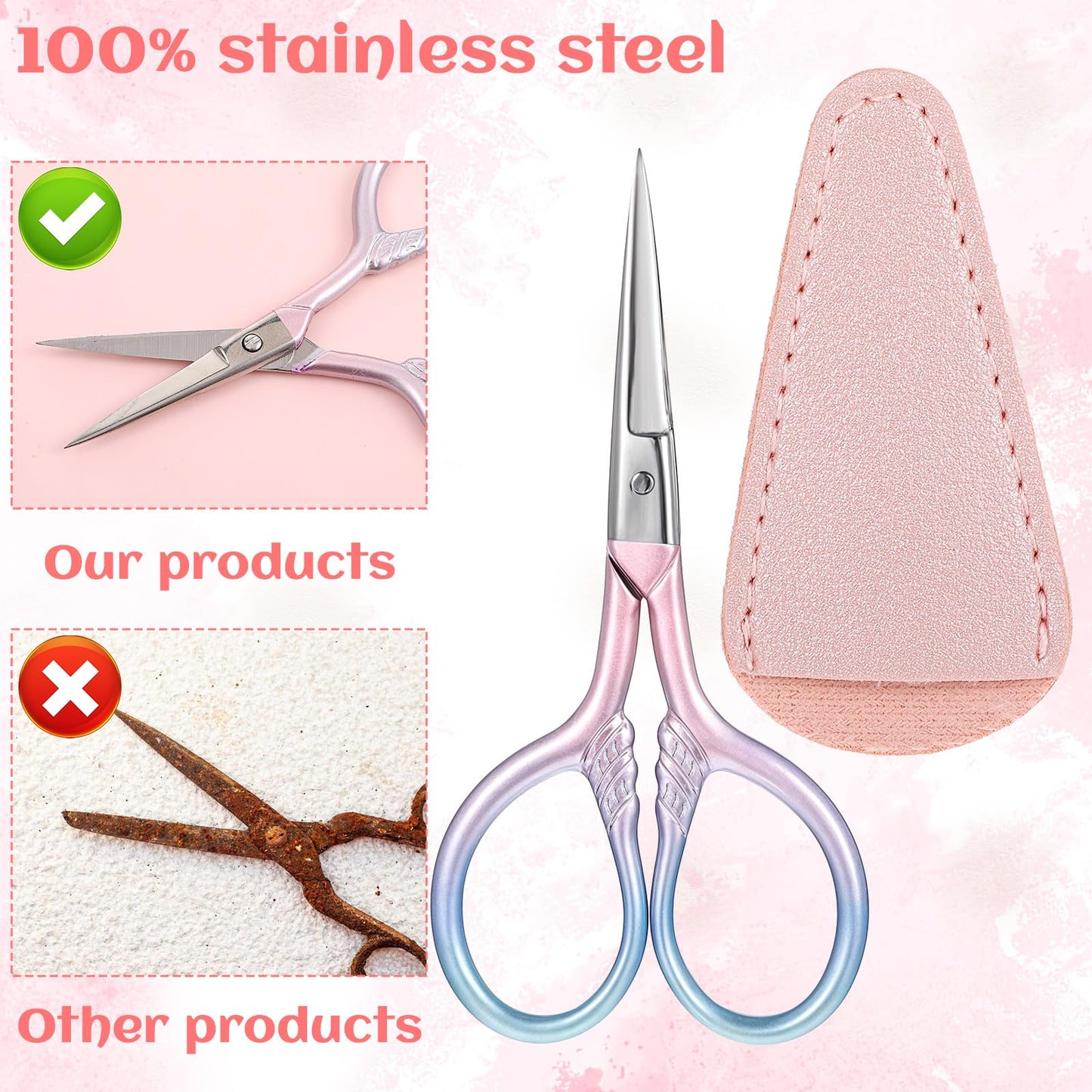 2Pcs Eyebrow Scissors Small Brow Trimmer Scissor Eye Brow Scissors Small Nose Hair Scissor Facial Hair Mini Grooming Scissors Stainless Steel Pointed for Eyelash Lash Mustache Manicure Beauty Cosmetic