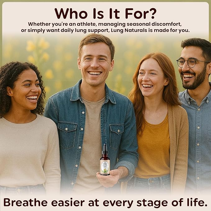 Lung Naturals Mullein Drops for Lungs, 10:1 Concentrated Mullein Leaf Extract for Respiratory Health, Natural Strawberry & Lemon Flavor, Alcohol-Free, 2-Month Supply, 60 Servings