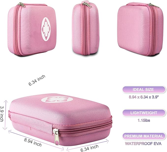 274PCS Travel First Aid Kit Supplies for Business, Emergency Backpacking Essentials Items Trauma First Aid Survival Kits for Outdoor Adventure, Pink Monoki