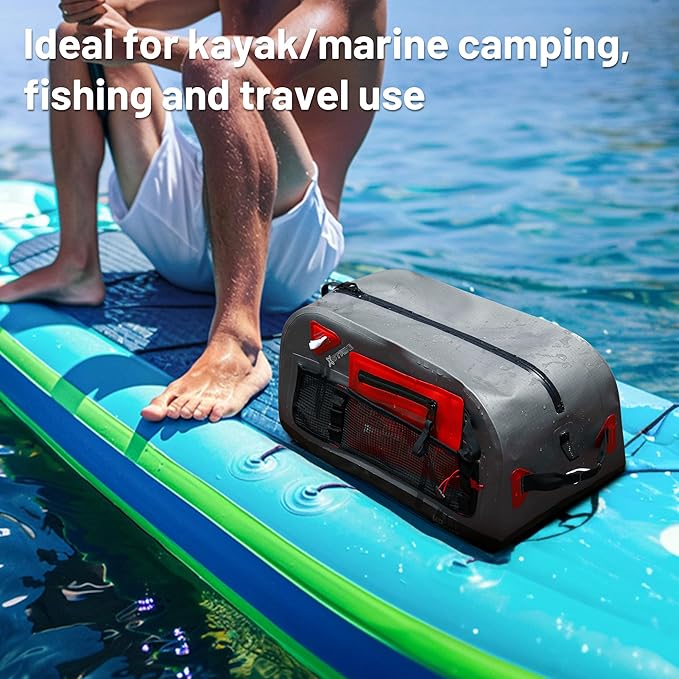 Waterproof Duffel Bag, 52L Large Capacity Waterproof Travel Dry Duffel Bag, Heavy Duty Bag with Durable Straps & Handles, Board Deck Bag for Kayaking Paddle Boating Rafting Fishing Picnic Camping