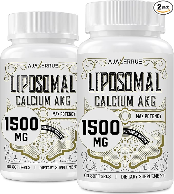 Liposomal Calcium AKG Supplement 1500 MG (Alpha-Ketoglutaric Acid), High Absorption, More Effective Than AAKG, Ca AKG for Longevity, Age Defense, Cellular Energy, Metabolic Function, 120 Softgels