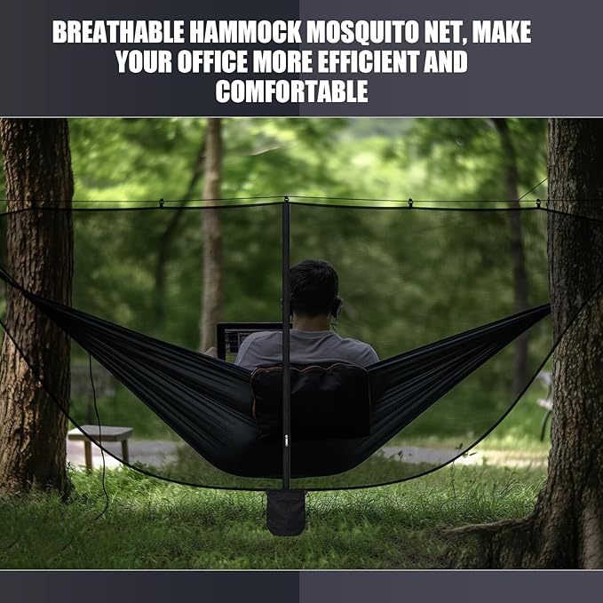 2 Pieces Hammock Bug Mesh Net 11 x 4.7 FT Hammock with Mosquito Net Camping 360 Degree Protection Dual Sided Diagonal Zipper for Hiking Camping Backpacking