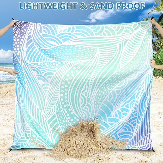 AISPARKY Beach Blanket Waterproof Sandproof Quick Drying Beach Mat Extra Large Outdoor Picnic Blanket for Travel Camping Hiking