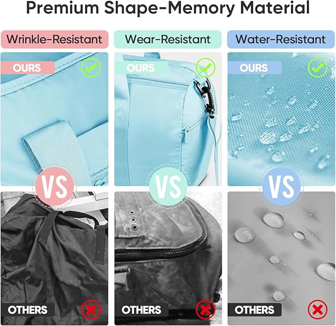 BALEINE Gym Duffel Bag for Women and Men, Small for Sports, Gyms and Weekend Getaway, Waterproof Dufflebag with Shoe and Wet Clothes Compartments, Lightweight Carryon Gymbag (Azure)