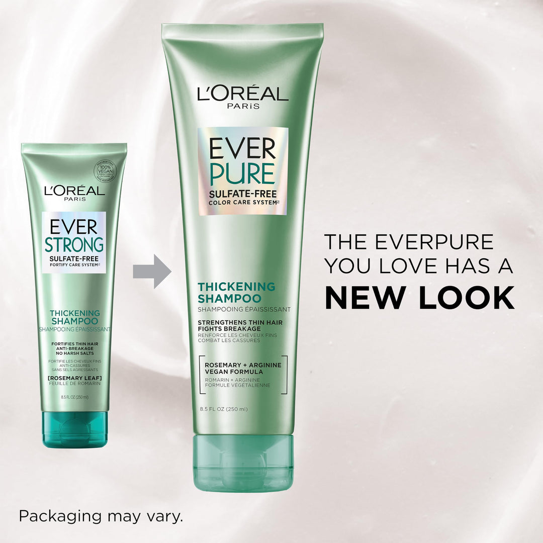 L'Oreal Paris Thickening Sulfate Free Conditioner, Thickens + Strengthens Thin, Fragile Hair, Hair Care with Rosemary Leaf, EverPure, 8.5 Fl Oz (Packaging May Vary)