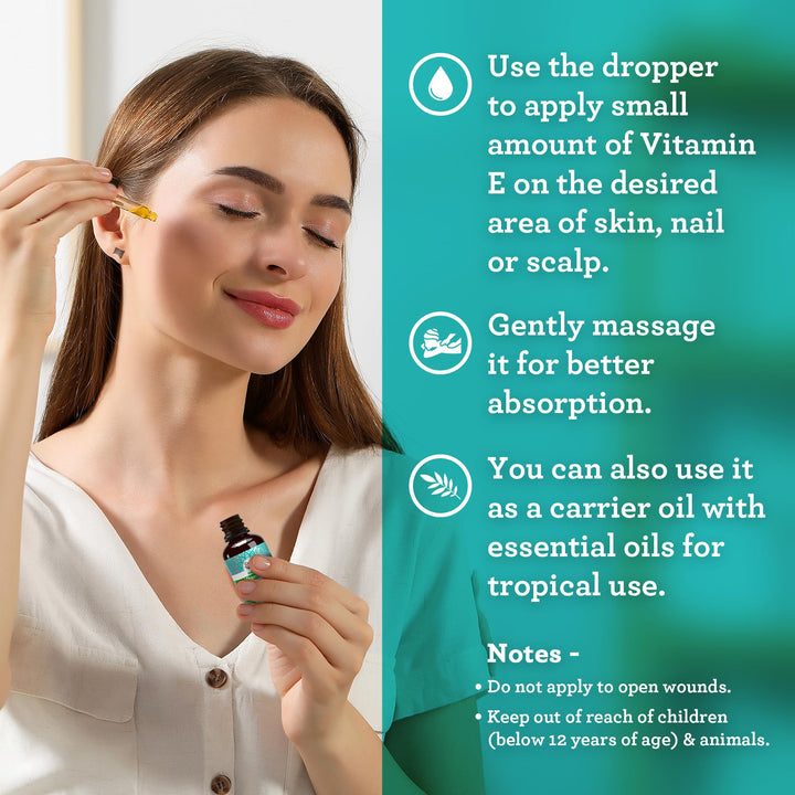 GuruNanda Vitamin E Oil, 2 Fl Oz Pure & Natural, 15,000 IU per Bottle, for Skin, Hair, Face, Nails & Scars, With Coconut Oil to Help Nourish & Moisture, Non-GMO & Vegan