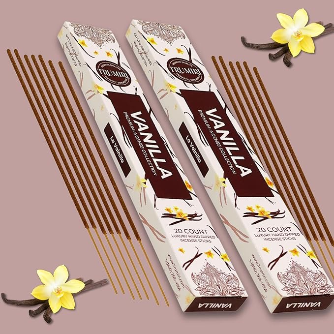 Vanilla Incense Sticks - Total 40 Insence-Sticks - Dual Pack of 20 Insense - Inciensos - Inscents - Natural Non Toxic Ingredients - Incents - Incence - Inscense - Insents