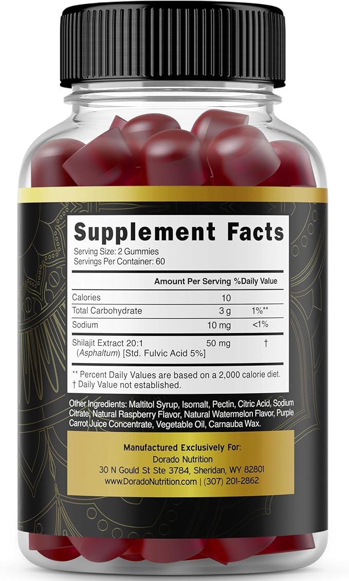 Shilajit Gummies (Pure Himalayan Shilajit for Men & Women Gold Grade with 85+ Trace Minerals with Fulvic Acid) - Energy & Immunity Support - Third Party Tested, Vegan Safe - (120 Gummies)