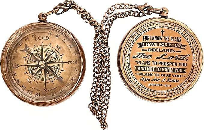 Religious Gifts for Men Engraved Compass for I Know The Plans -God, Camping Compass Christian Gifts Catholic Boys Girls Baptism Communion Inspirational Graduation Gifts