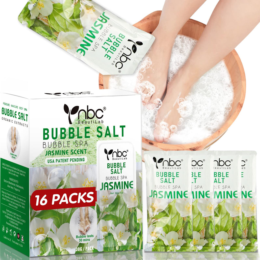 nbc BeautiLab Pedicure Foot Soak, Foot Spa Soak, Pedicure Kit, Bubble Foot Bath For Tired & Dry Cracked Feet, Athletes Feet, Odor Foot and Softens Calluses, Foot Soak 16 Packs A Box, Jasmine
