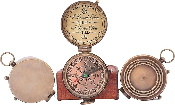 Engraved Compass, Gift for Husband,Anniversary,Wedding Gift for Him, Long Distance Boyfriend Gift, Fiance Gift I Miss You Long Distance Relationship Gift Boyfriend Gift