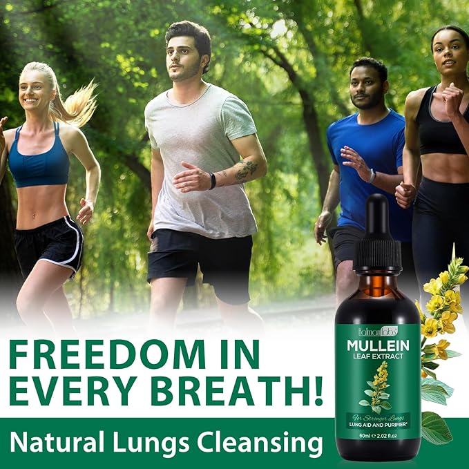 Mullein Leaf Extract for Lungs, Mullein Drops for Lungs, Support Lung, Respiratory Function for Healthy Breathing, Improvement in Pulmonary Function, Natural & Safe Supplement (1 PC)