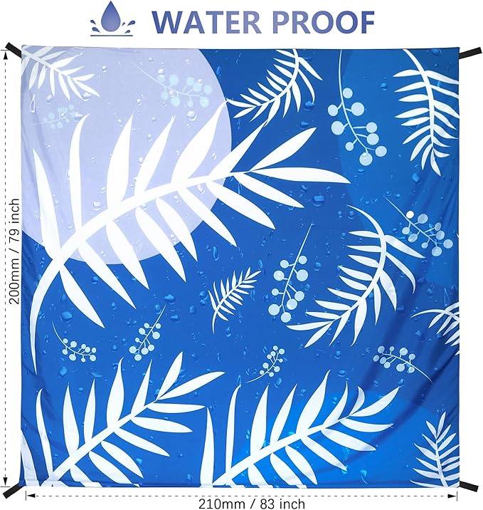 Beach Blanket Waterproof Sandproof Extra Large Beach Mat 79" X 83"/120"x108"for 1-8 Adults Quick Drying Durable Outdoor Picnic Mat for Beach Travel Camping Hiking