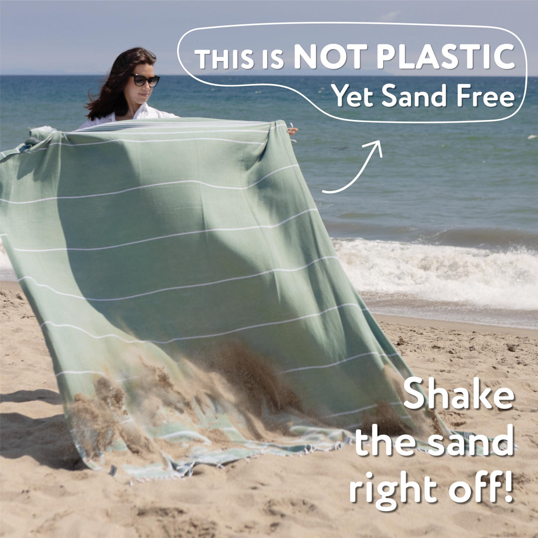 WETCAT Turkish Beach Blanket Sandproof 82x82, Soft 100% Turkish Cotton Blanket, Extra Large Sand Free Picnic Blankets & Beach Essentials – Light Grey