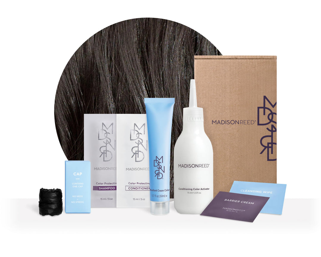 Madison Reed Radiant Hair Color Kit, Soft Black for 100% Coverage of Resistant Gray Hair, Ammonia-Free, 2.5NNN Parma Black, Permanent Hair Dye, Pack of 1