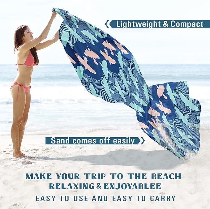 Beach Blanket Sandproof Waterproof 78''×110'' 1-7Adults Oversized,Compact Lightweight Durable Beach Mat for Travel Camping Hiking Picnic Blanket