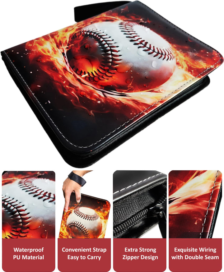 Baseball Card Binder 4 Pocket, 440 Sleeves Baseball Binder for Trading Cards Collection, Baseball Card Organizer, 3 Ring Storage Book, Small Trading Card Album Mini Case, Collector Sports Cards Holder
