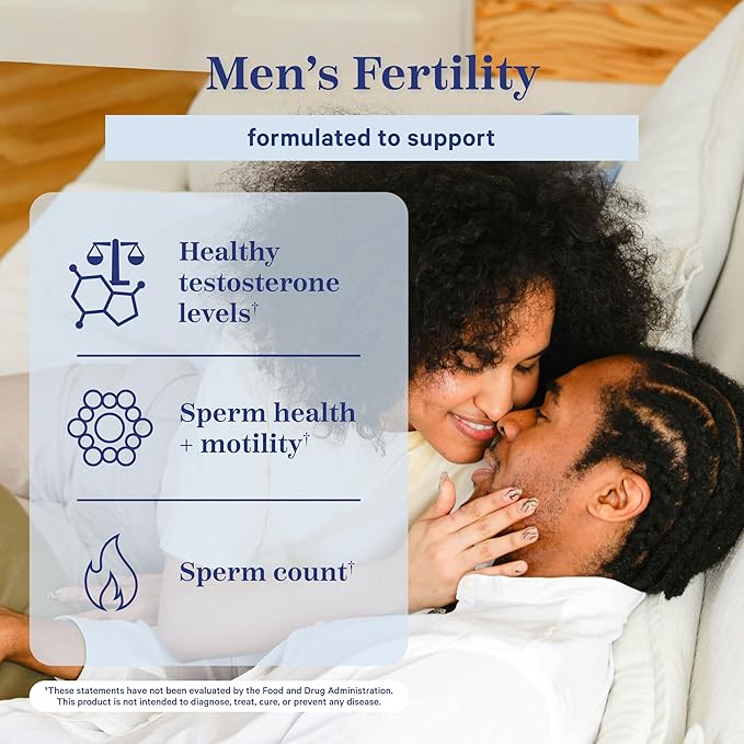 Blue Stork Fertility Supplements for Men - Supports Conception for Him - Male Prenatal Vitamins with Maca Root, Ashwagandha, Folate, B12 - Sperm Heath, Drive, Motility - 60 Capsules