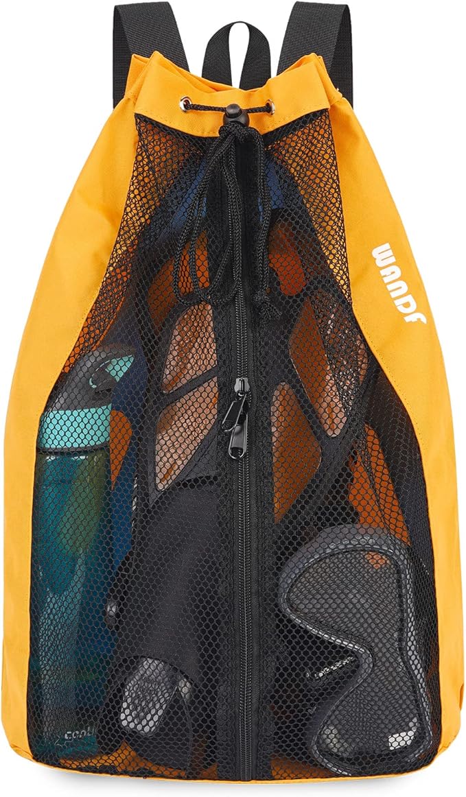 WANDF Swim Bag Mesh Drawstring Backpack Beach Backpack for Swimming, Gym, and Workout Gear