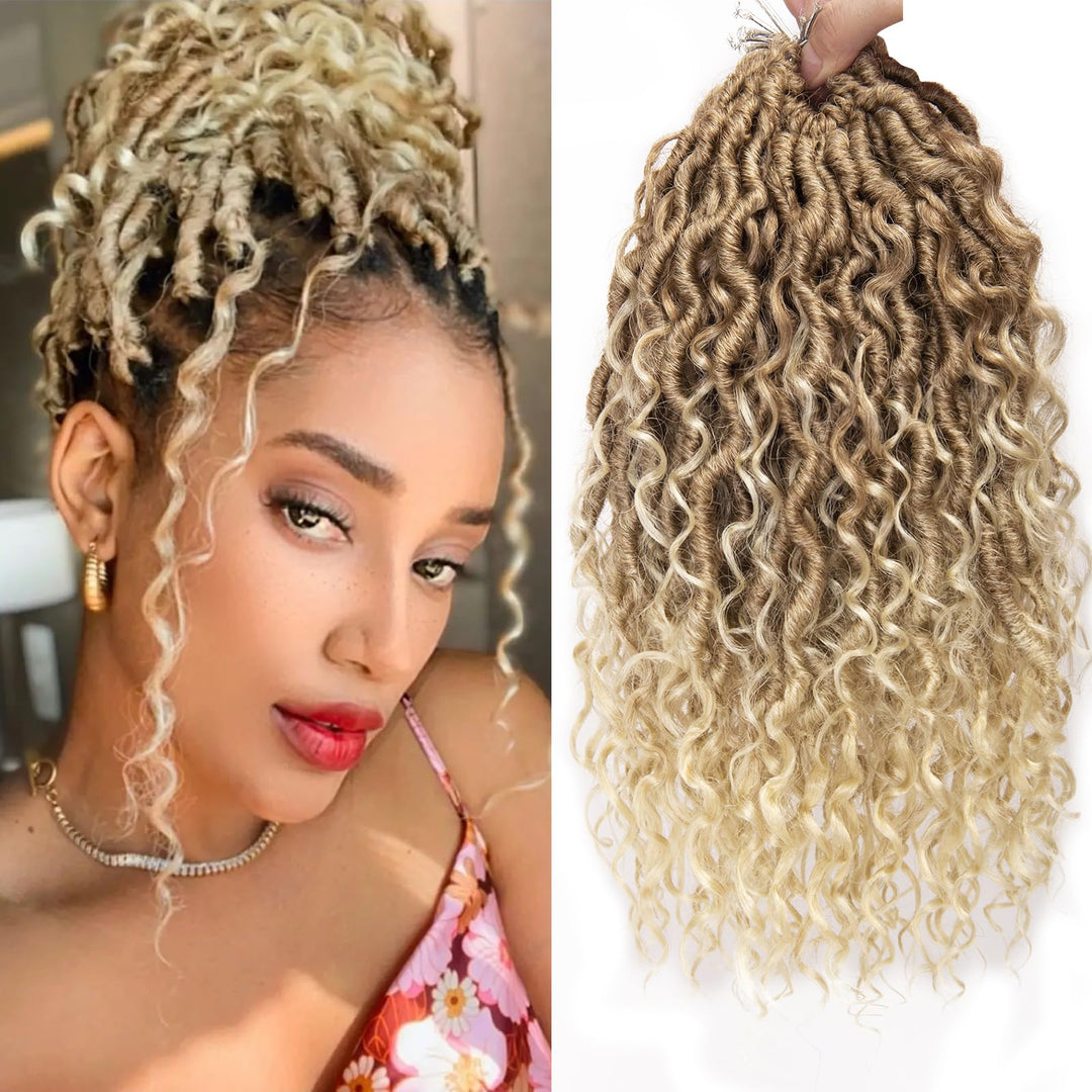 Goddess Locs Crochet Hair 12Inch Short Faux Locs Crochet Hair Pre Looped Curly River Locs Crochet Hair Hippie Locs Bohemian Locs