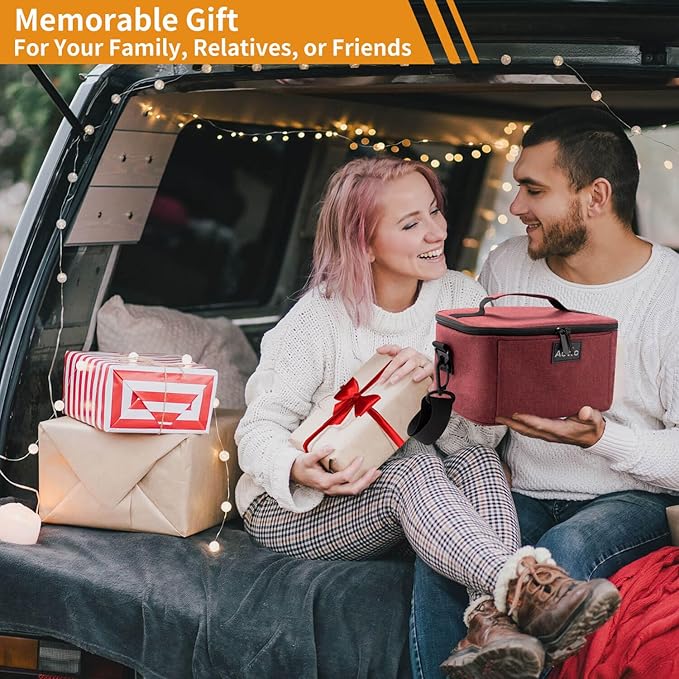 Aotto Portable Oven, Electric Lunch Box Food Heater - 12V/24V/110V 3-in-1 Car Food Warmer - Heated Lunch Box for Adults - Cook, Reheat & Keep Meals Warm for Car, Truck, Travel, Work, Home - Red