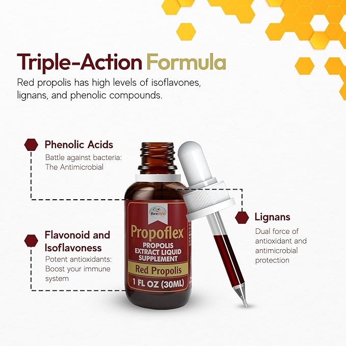 Beelife Red Bee Propolis Extract,100% Pure Extract Bee Propolis Tincture, High Artepillin-C Levels - Natural Immune Support- from Brazil, Certified ISO 22000, Kosher (30ml/ 1Fl.Oz)