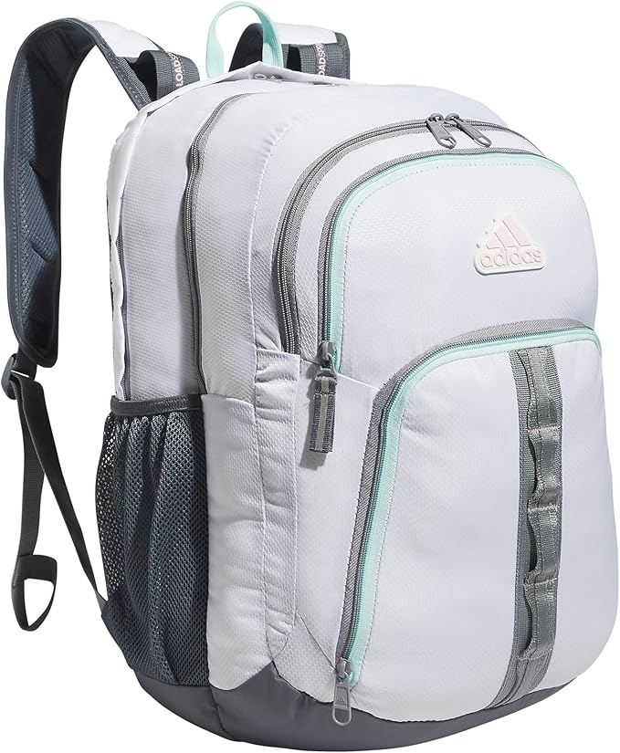 adidas Prime 6 Backpack, White/Orchid Fusion Purple/Semi Flash Aqua Blue, One Size