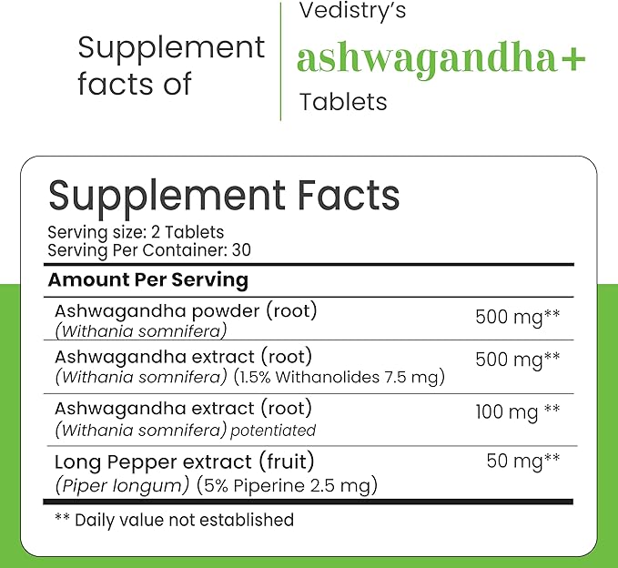 Ashwagandha+ 1100mg Tablets with Long Pepper | 60 Tablets | Natural Adaptogen for Stress Relief, Mood Support, Energy Boost & Adrenal Health | Vegan Herbal Supplement | Pack of 1