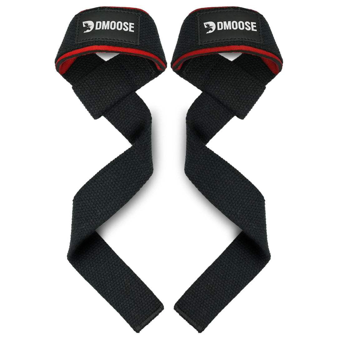 DMoose Fitness Lifting Straps - 4mm Neoprene Padded Wrist Straps for Weightlifting & Powerlifting - Cotton Lifting Strap with Silicone Grip for Men & Women - Durable Deadlift Straps for Gym Workout
