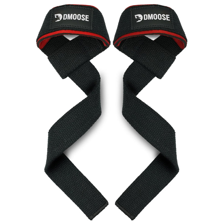 DMoose Fitness Lifting Straps - 4mm Neoprene Padded Wrist Straps for Weightlifting & Powerlifting - Cotton Lifting Strap with Silicone Grip for Men & Women - Durable Deadlift Straps for Gym Workout
