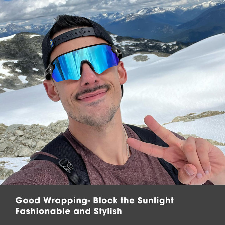 TOREGE Z87 Sunglasses for Men Women Cycling Fishing Running Driving Baseball Anti-fog Sports Sunglasses UV Protection 02EV (Transparent Green Blue&White&Ice Blue Lens)