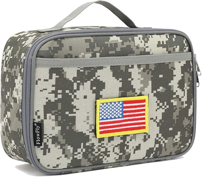 FlowFly Kids Lunch box Insulated Soft Bag Mini Cooler Back to School Thermal Meal Tote Kit for Girls, Boys, Free USA Flag Patch Included