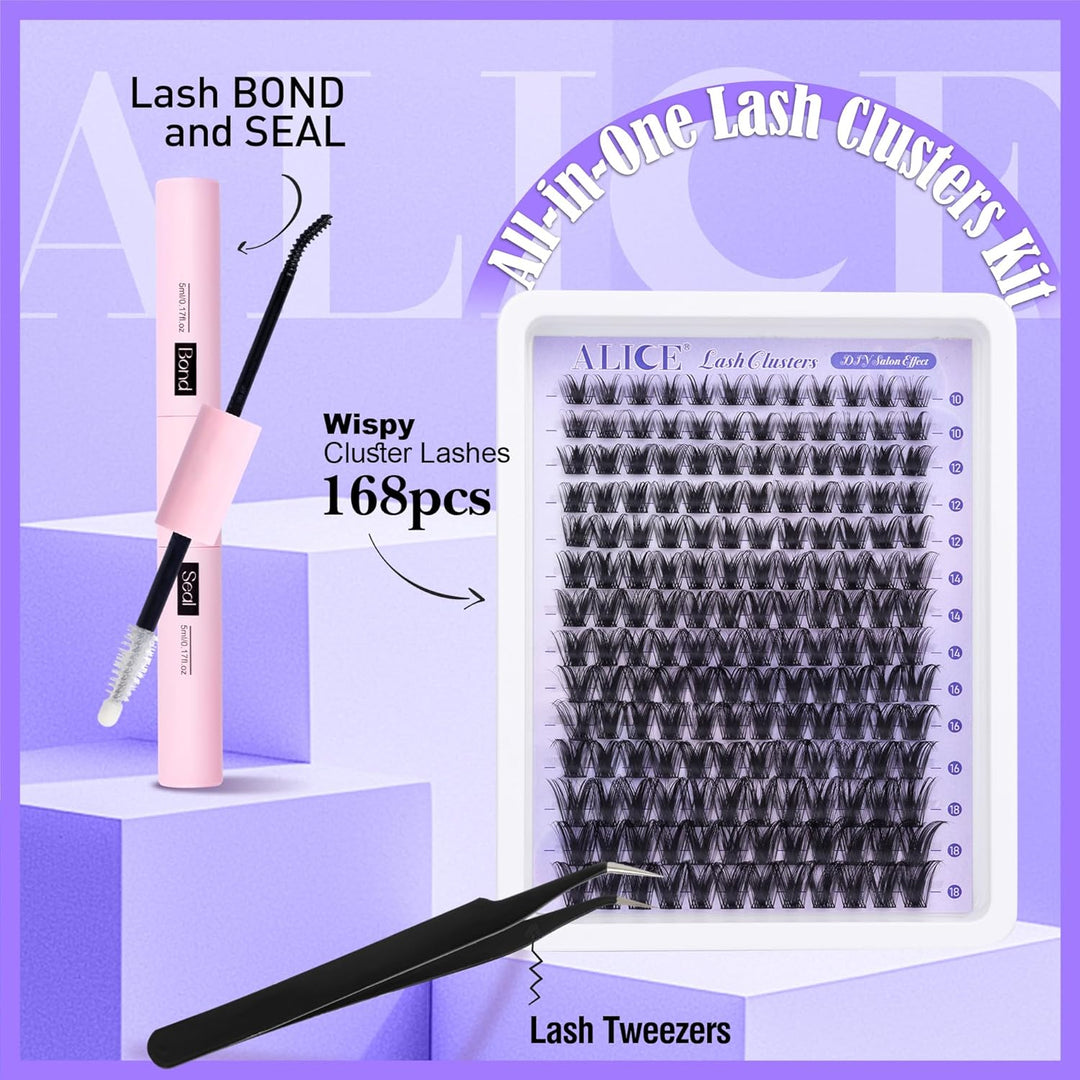 ALICE DIY Natural Lash Clusters | Wispy Anime Cat Eye | 10-16mm, 144 Pcs