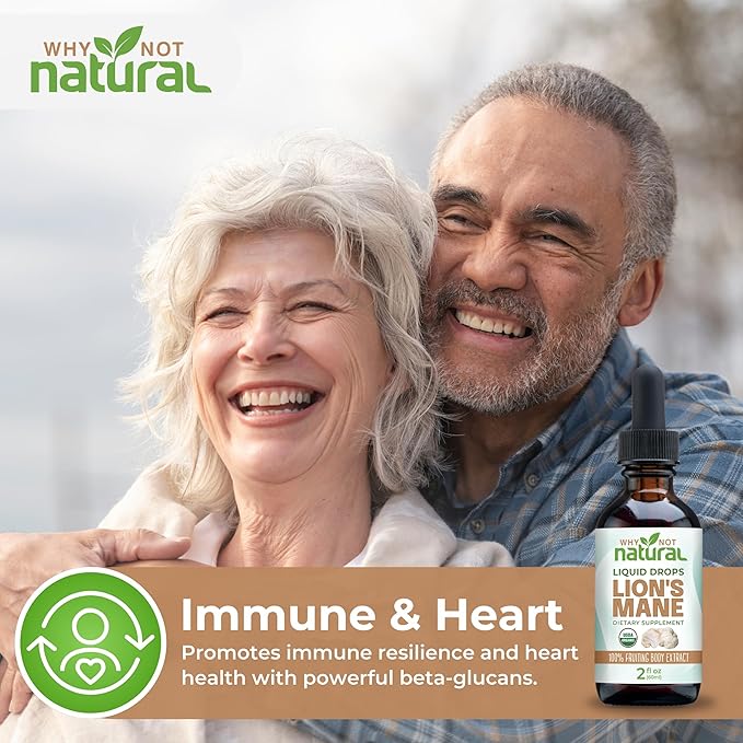 Why Not Natural Organic Lions Mane Liquid Extract Mushroom Supplement Tincture