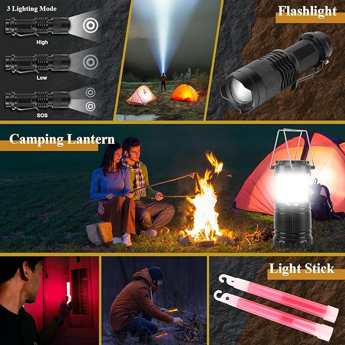 Abpir318 PCS Emergency Survival Kit, Survival Gear and Equipment First Aid Kit Med Supplies for Vehicles Travel Car Camping Hiking Disaster Preparedness, Gifts for Christmas Birthday Him Men