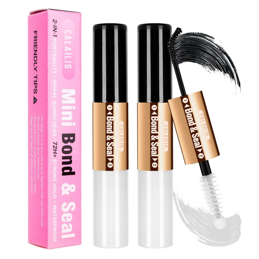 CALAILIS Lash Bond and Seal, Cluster Lash Glue for Eyelash Clusters - Strong Hold, Long Lasting 72 Hours - Waterproof, Non-irritating, Latex-Free (2 Pack)