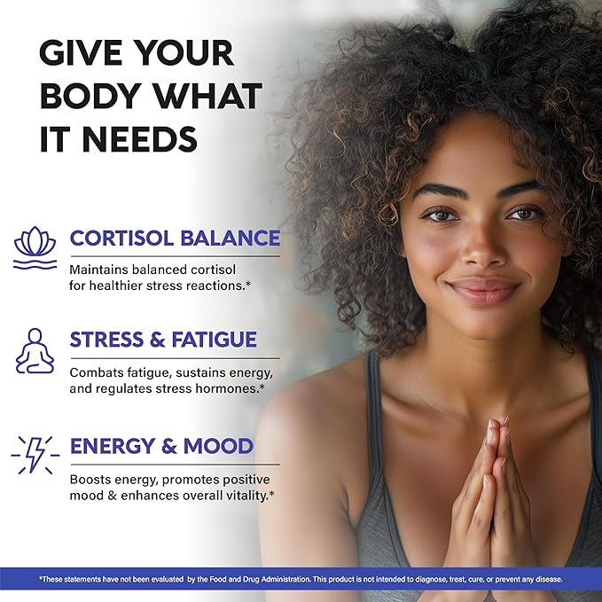 Cortisol Supplement for Women - Holy Basil | Ashwagandha | Rhodiola | L-Theanine - Plant-Based Hormone Balance - Mood, Focus & Sleep Support - Made in USA - Vegan, Non-GMO - 120 Capsules for 4 Months
