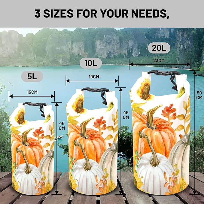 Waterproof Dry Bag,Roll Top Fall Thanksgiving Waterproof Backpack 5L/10L/20L Floating and Lightweight Bags for Kayaking, Boating, Fishing, Swimming and Camping