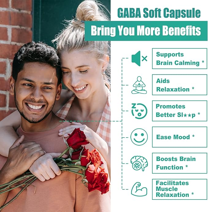 GABA Supplement - 1000 mg Liposomal Form for Optimal Absorption,GABA with L-Theanine, Magnesium Glycinate, 5HTP, Vitamin D3 for Brain Calm, Mood, Zzz Better - Melatonin-Free 120 Softgels.