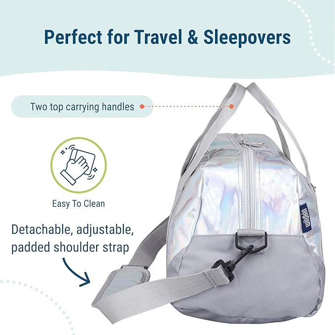 Wildkin Kids Overnighter Duffel Bag – Carry-On Size, Ideal for School & Sleepovers – Holographic