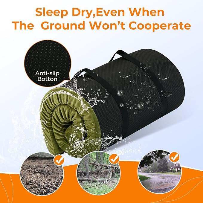 BDEUS Memory Foam Camping Mattress Pad 3inch Waterproof Roll Up Bed Sleeping Mat for Adults Portable Roll Up Mattress for Travel Guest Floor Bed Cot Mattress for Car, Tent