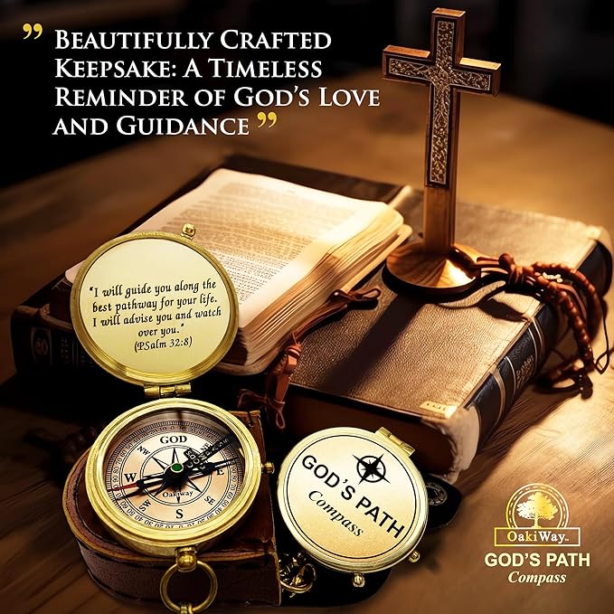 God's Path Compass – Communion & Confirmation Gift for Teenage Boys | Baptism Religious Gifts for Men, Christian, Catholic, Graduation | Sentimental & Inspirational Present – Greeting Card Included