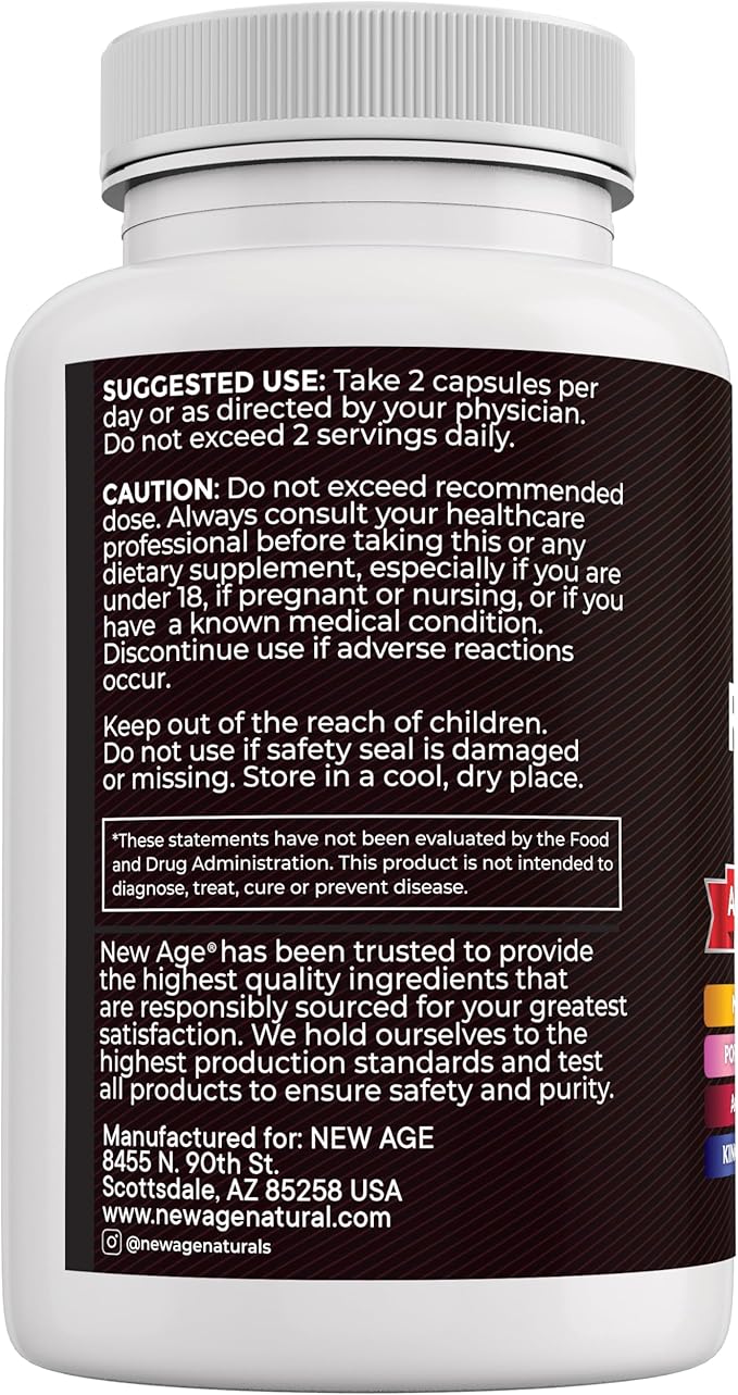 NEW AGE Lions Mane Mushroom Supplement with Turkey Tail Reishi Cordyceps Chaga with Marshmallow Root