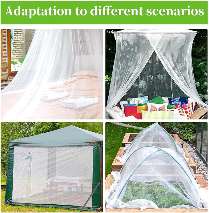 20x10Ft Mosquito Netting Garden Mesh Netting, Bug Insect Mosquito Fly Bird Net, Animals Barrier Protection Net, White 3x6 m