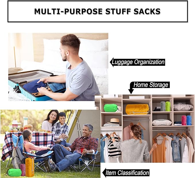 BeeGreen Stuff Sack for Backpacking Drawstring Storage Bag with Dust Flap