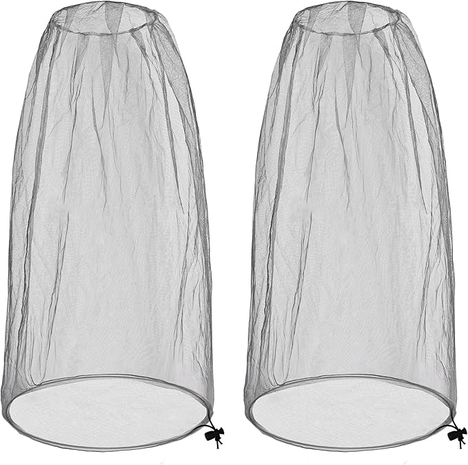 2 Pack Ultra Large Mosquito Net 42x25 Inches Mosquito Head Net Oversized Insect Netting Bug Fits Most Hats for Gardening Hiking Fishing Traveling(Gray)