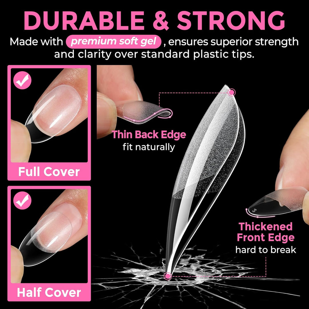 XXL Square Gel Nail Tips | 120 PCS Extra Long | No C Curve | DIY Home Use