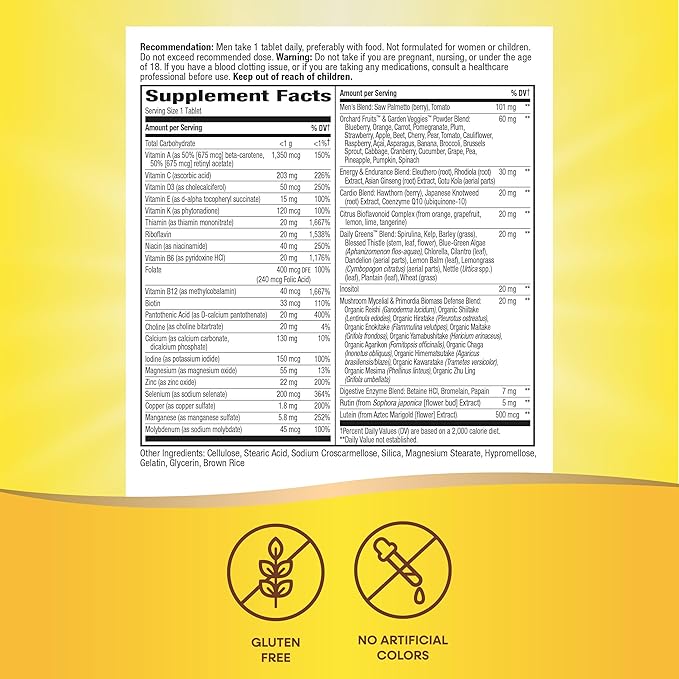 Nature's Way Alive! Men's Daily Ultra Multivitamin, Promotes Healthy Heart & Muscle Function*, with B-Vitamins Including Methylated B12, Gluten Free, 150 Tablets