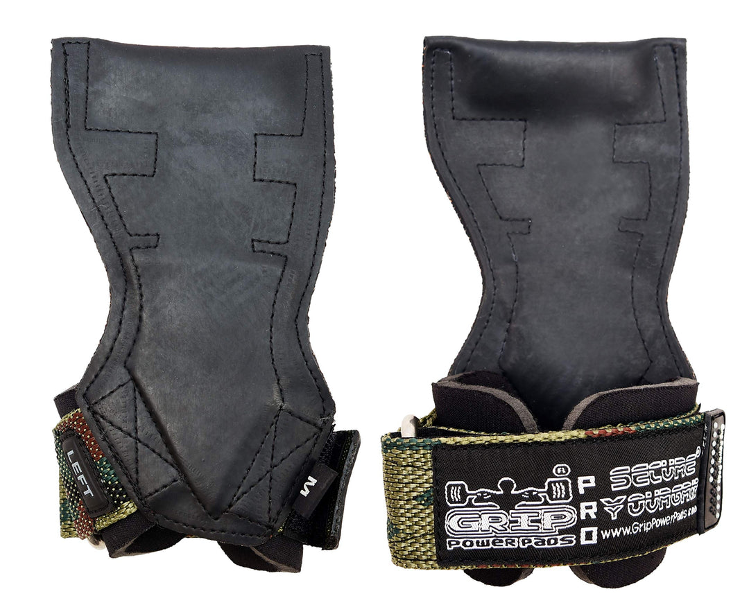 Lifting Grips PRO Weight Gloves Best Heavy Duty Straps Alternative to Power Hooks Deadlifts Adjustable Neoprene Padded Wrist Wrap (CamoBlckRber54, Small 5.0"-6.40" Wrist Size)